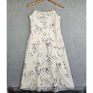 VTG Alyn Paige Slip Dress Womens 7/8 Ivory Floral Whimsical Y2K Fairy Dainty 90s